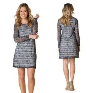 YEST Chambray A Line Dress Blue Grey Size 10 NWOT Casual Denimcore Minimalist